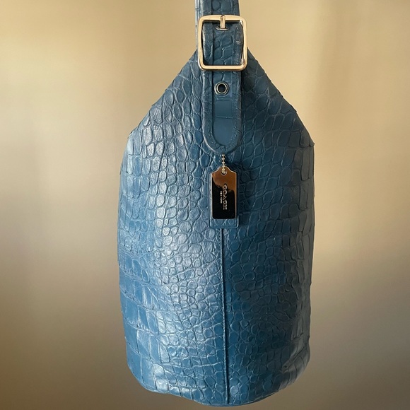 VINTAGE RARE COACH CROC EMBOSSED BUCKET LARGE BAG - Picture 4 of 12